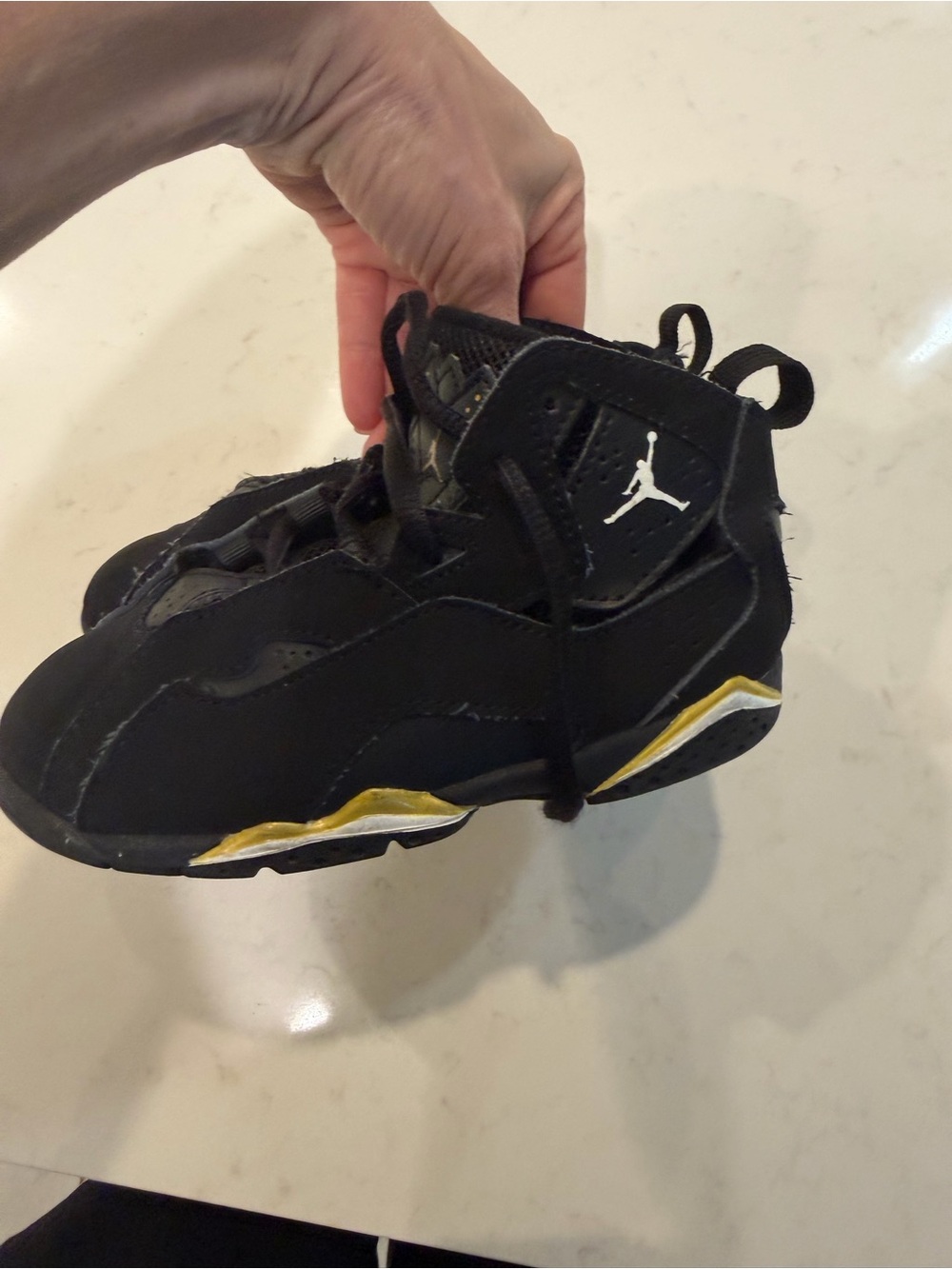Jordan Kids' Black and Yellow High-Top Sneakers - Picture 7 of 8